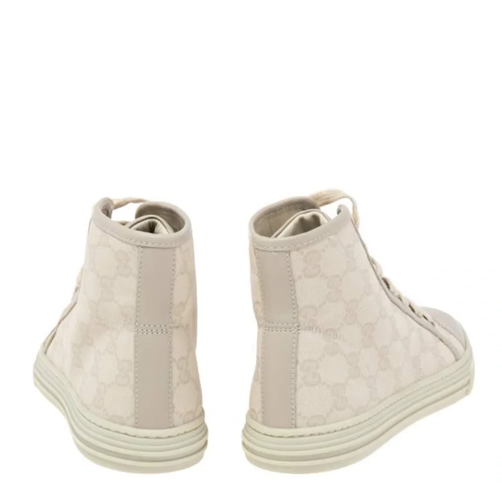 Gucci Beige GG Monogram High-Top Sneakers Size 38 Designer Luxury NWOT